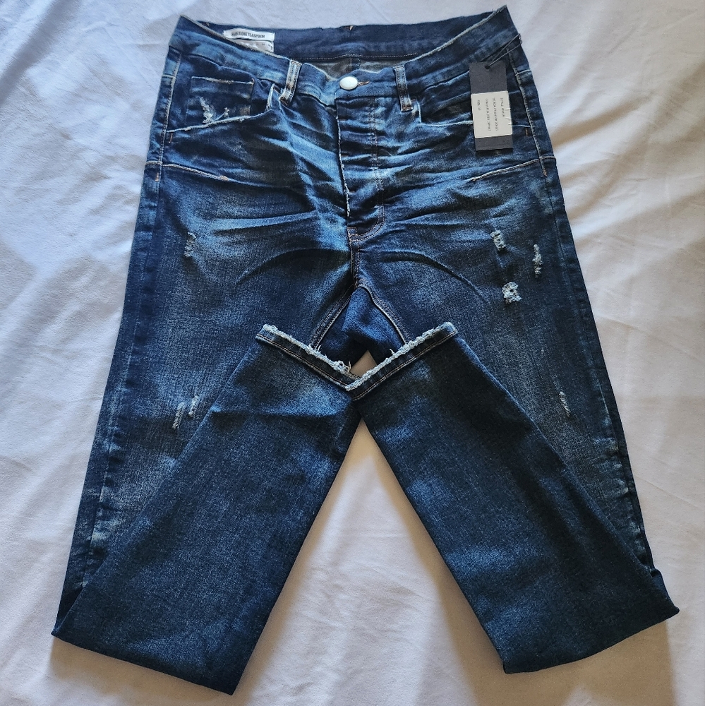 One Teaspoon Men's Blue Distressed Jeans